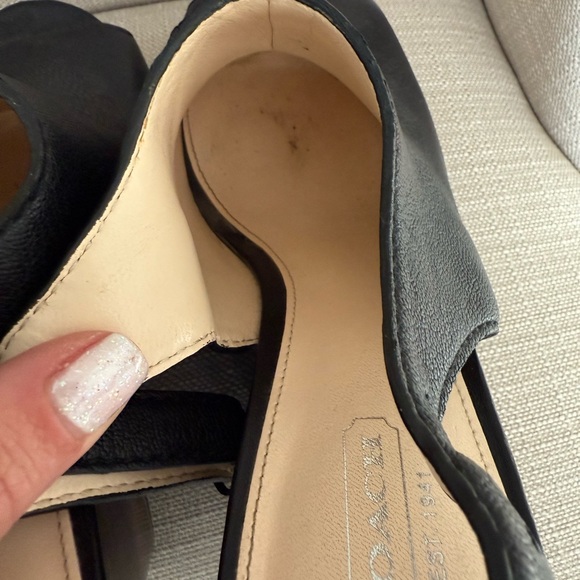 Coach Black Leather Jade Wedges, Size 8 - Picture 7 of 9